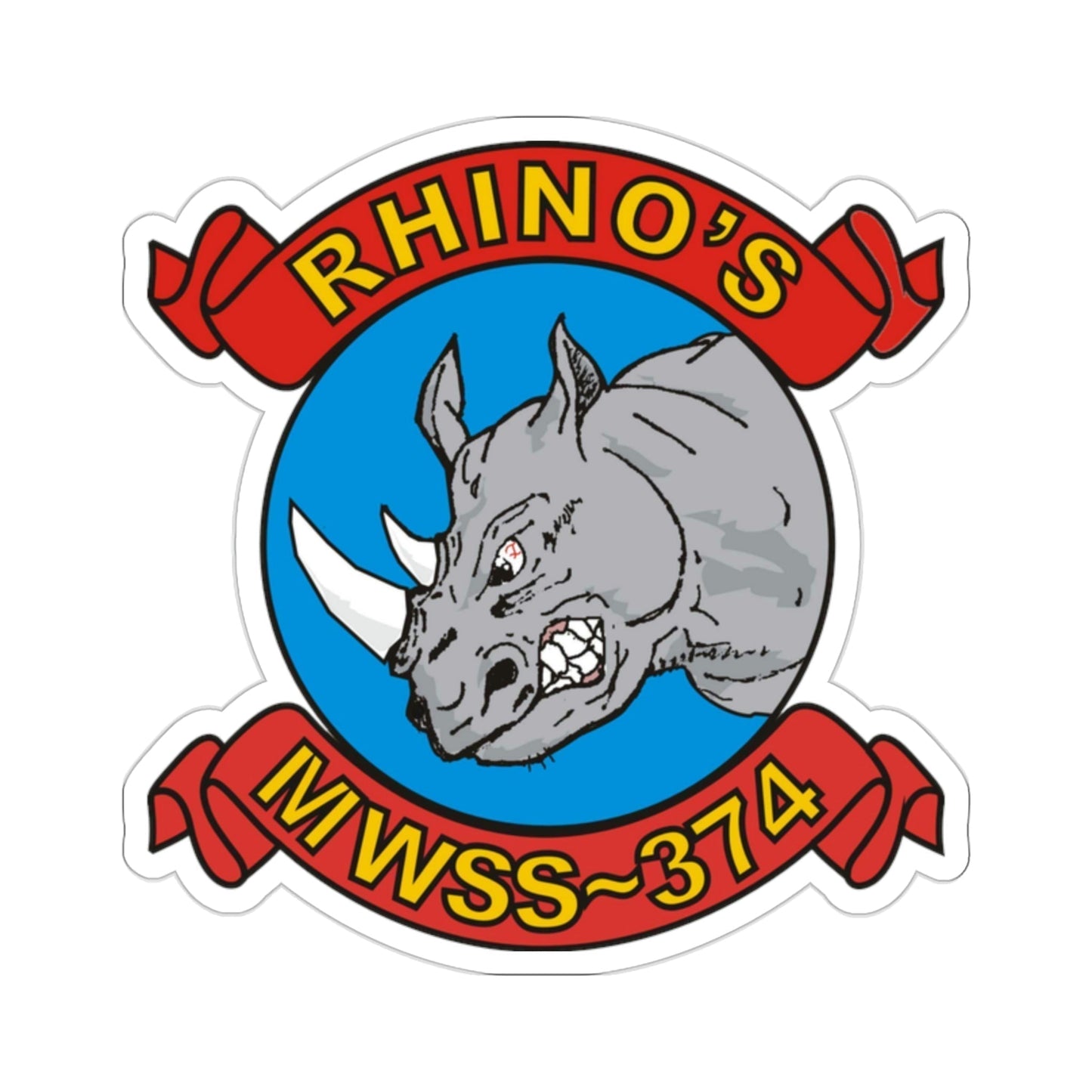 MWSS 374 Rhinos (USMC) STICKER Vinyl Die-Cut Decal-2 Inch-The Sticker Space