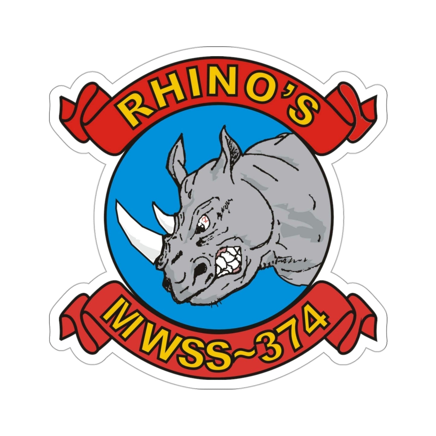 MWSS 374 Rhinos (USMC) STICKER Vinyl Die-Cut Decal-3 Inch-The Sticker Space