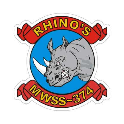 MWSS 374 Rhinos (USMC) STICKER Vinyl Die-Cut Decal 3 Inch - The Sticker Space