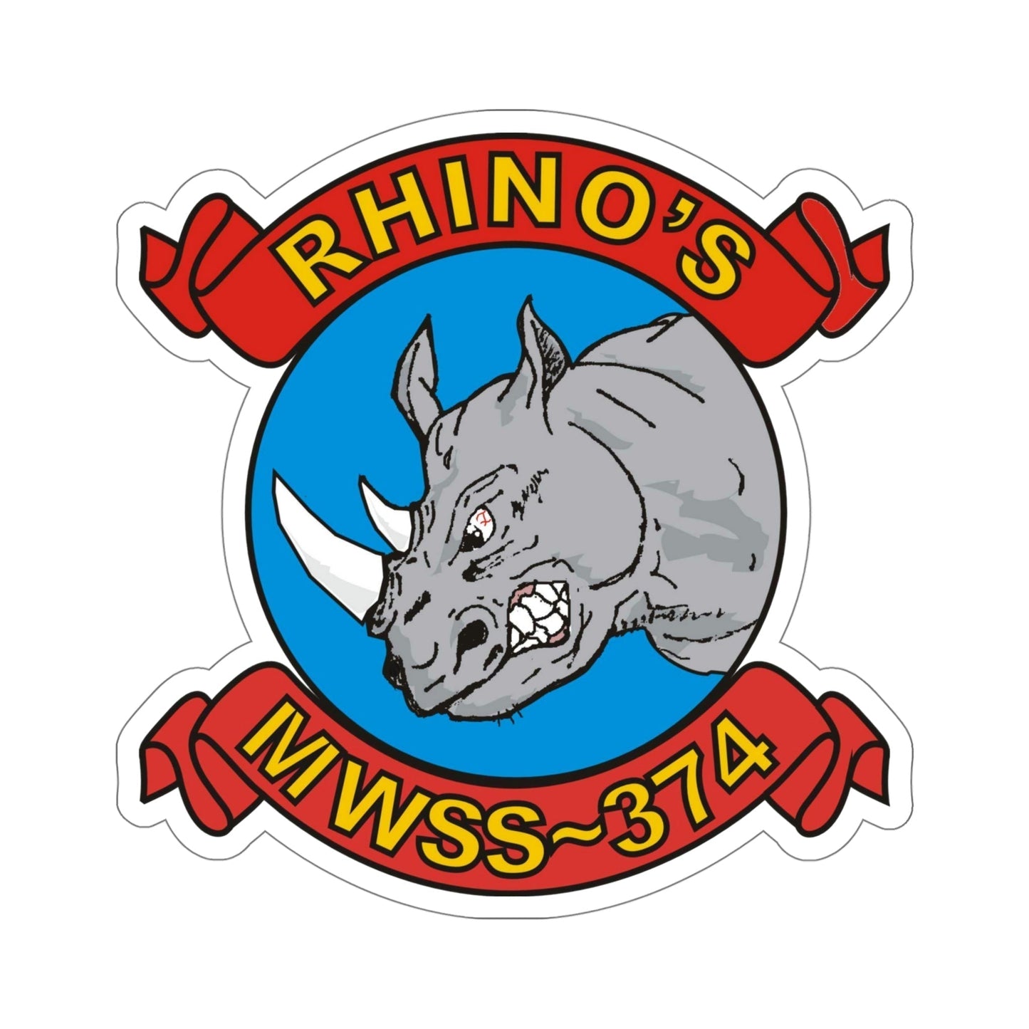 MWSS 374 Rhinos (USMC) STICKER Vinyl Die-Cut Decal-5 Inch-The Sticker Space