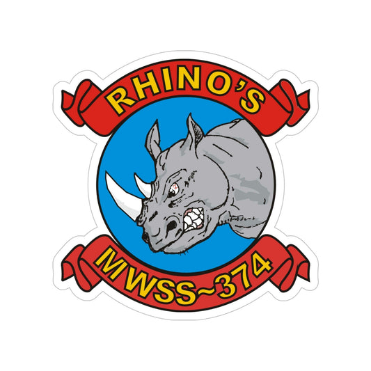 MWSS 374 Rhinos (USMC) Transparent STICKER Die-Cut Vinyl Decal-6 Inch-The Sticker Space