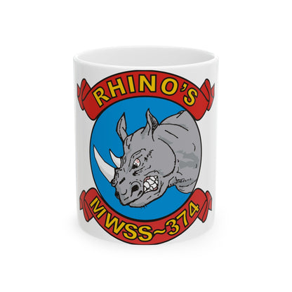 MWSS 374 Rhinos (USMC) White Coffee Mug-11oz-The Sticker Space