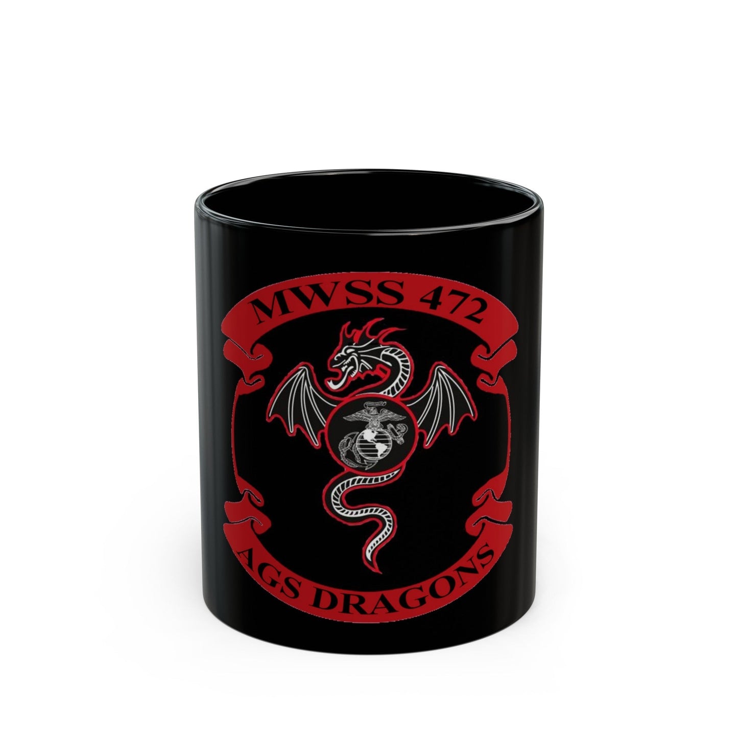 MWSS 472 AGS Dragons (USMC) Black Coffee Mug-11oz-The Sticker Space