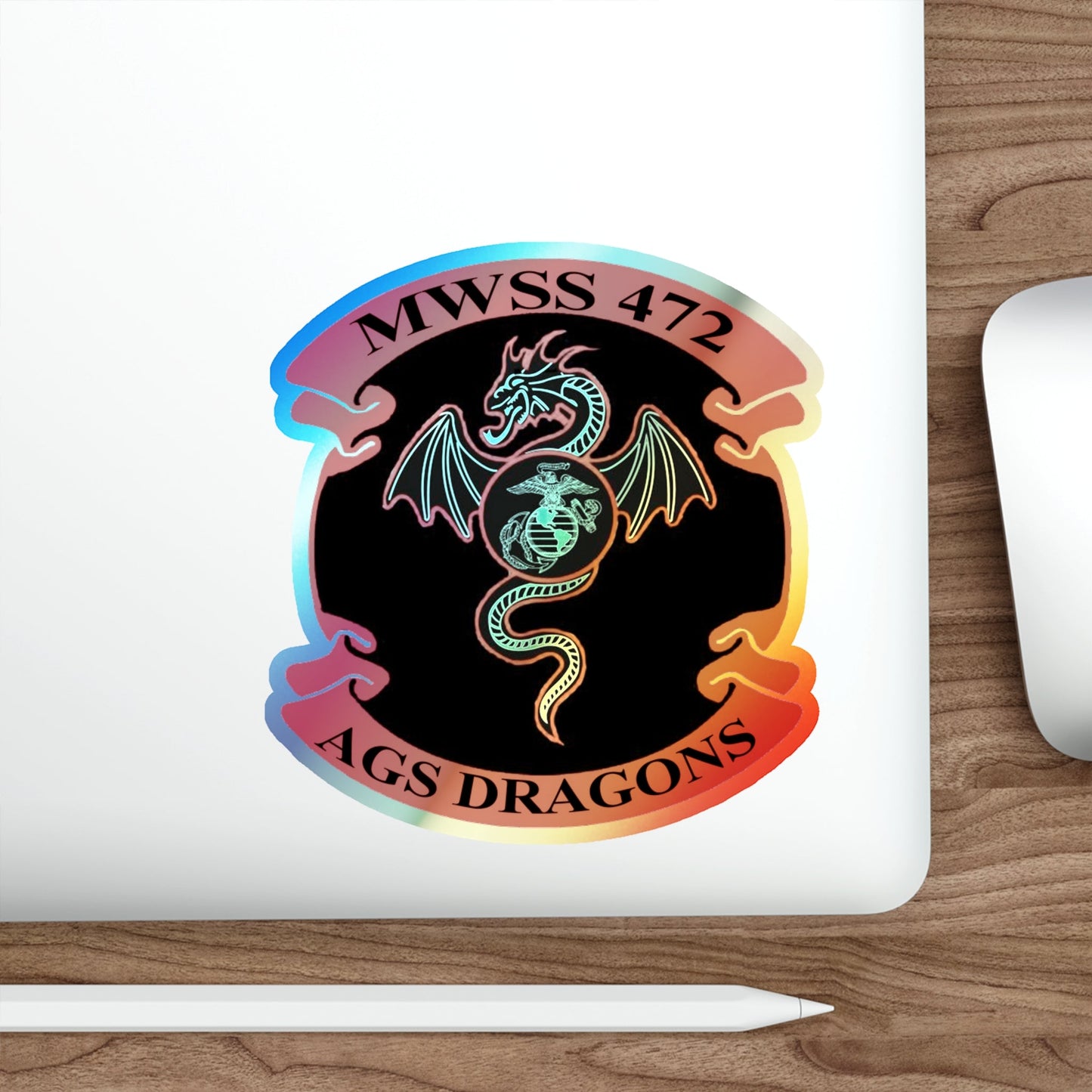 MWSS 472 AGS Dragons (USMC) Holographic STICKER Die-Cut Vinyl Decal-The Sticker Space