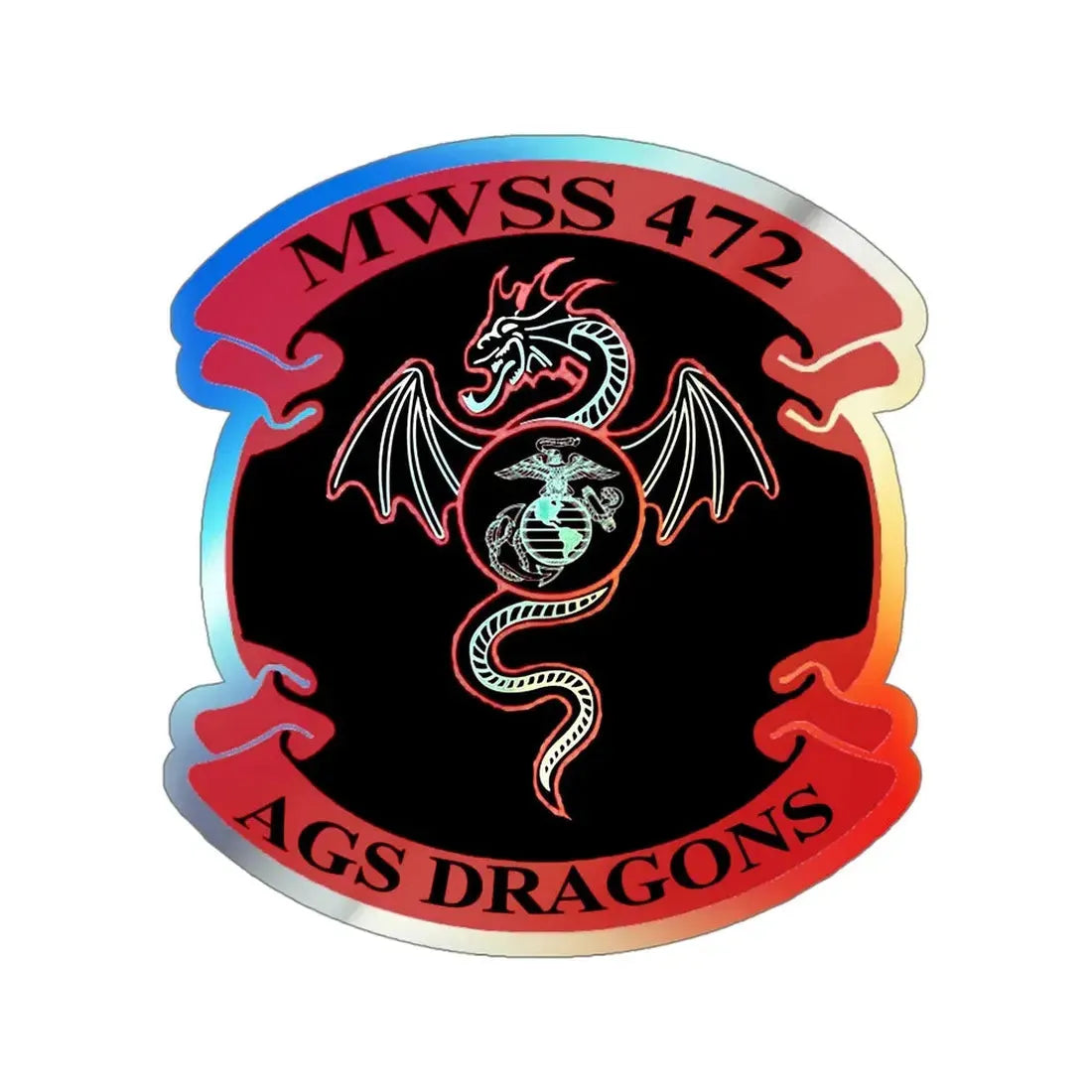 MWSS 472 AGS Dragons (USMC) Holographic STICKER Die-Cut Vinyl Decal - The Sticker Space