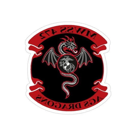 MWSS 472 AGS Dragons (USMC) REVERSE PRINT Transparent Die-Cut STICKER 6 Inch Die-Cut Transparent - The Sticker Space