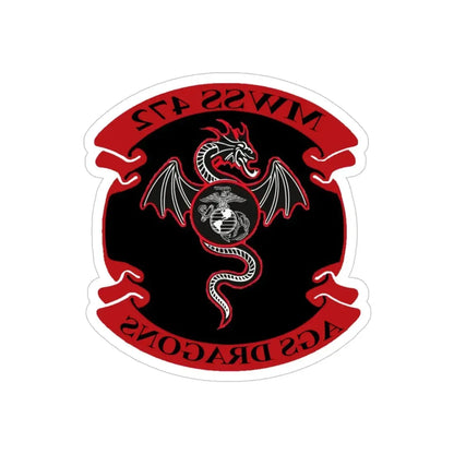 MWSS 472 AGS Dragons (USMC) REVERSE PRINT Transparent Die-Cut STICKER - The Sticker Space