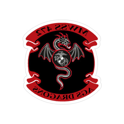 MWSS 472 AGS Dragons (USMC) REVERSE PRINT Transparent STICKER-2" × 2"-The Sticker Space