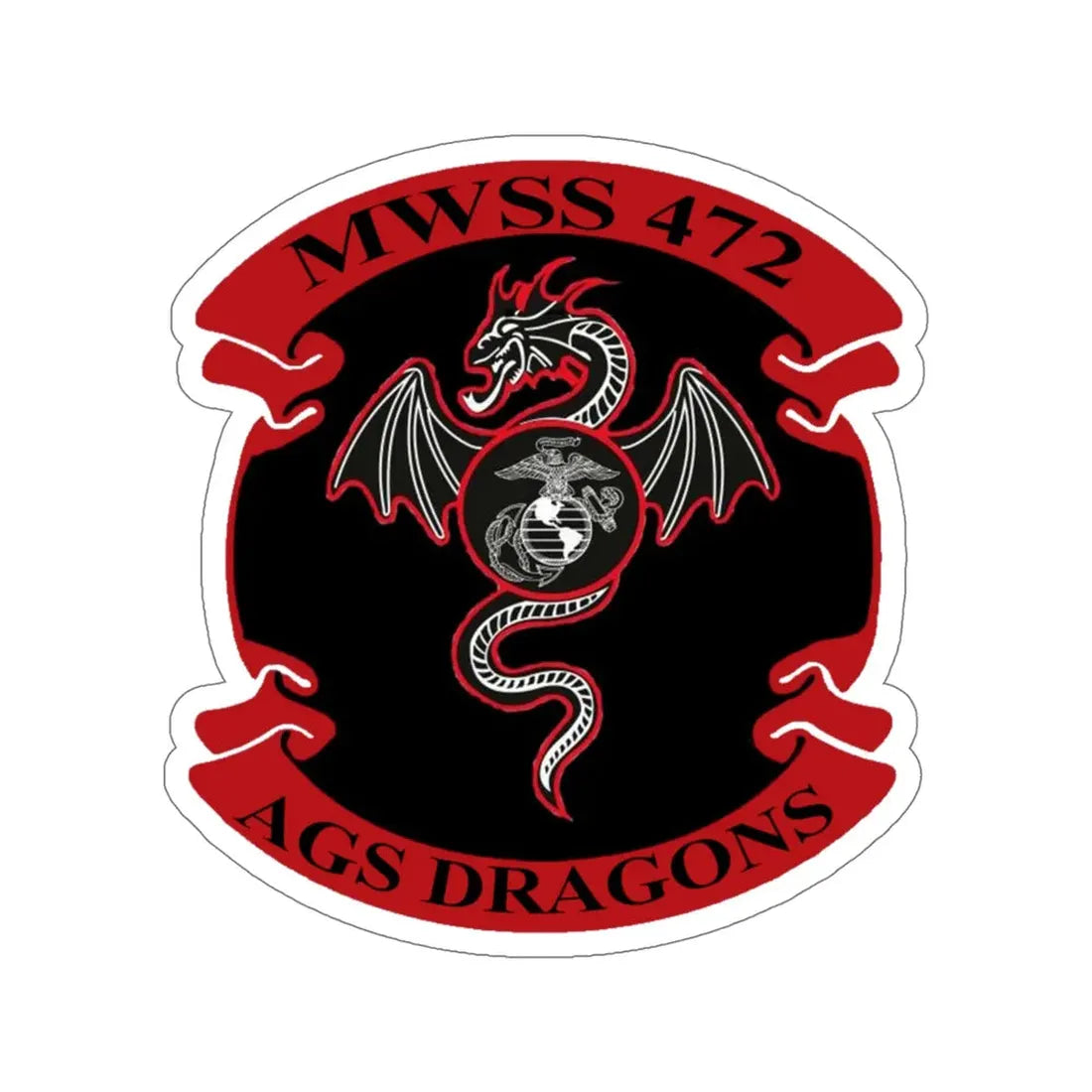 MWSS 472 AGS Dragons (USMC) STICKER Vinyl Die-Cut Decal - The Sticker Space