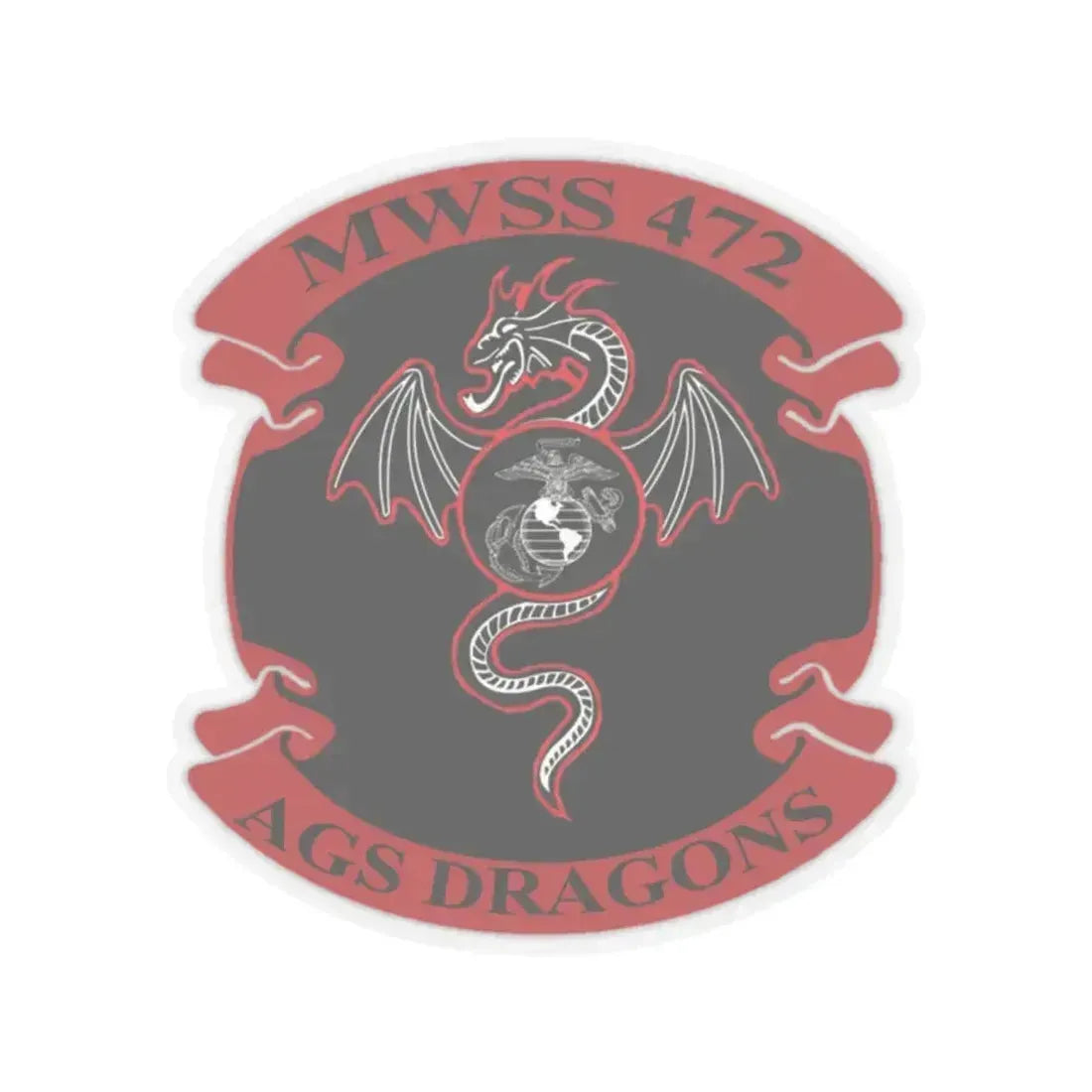 MWSS 472 AGS Dragons (USMC) STICKER Vinyl Kiss-Cut Decal 2 Inch Transparent - The Sticker Space