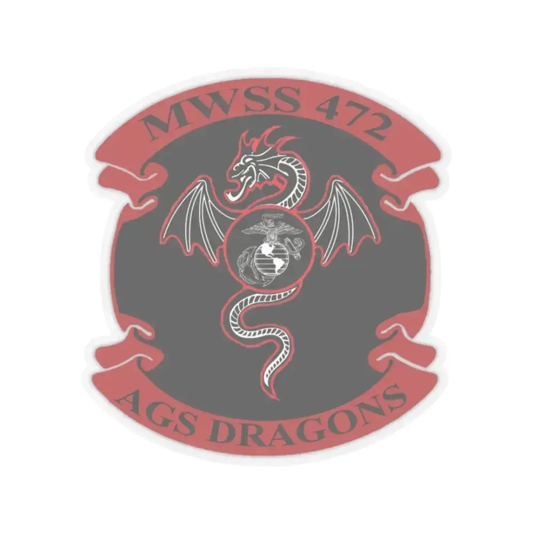 MWSS 472 AGS Dragons (USMC) STICKER Vinyl Kiss-Cut Decal 3 Inch Transparent - The Sticker Space