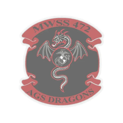 MWSS 472 AGS Dragons (USMC) STICKER Vinyl Kiss-Cut Decal 3 Inch Transparent - The Sticker Space