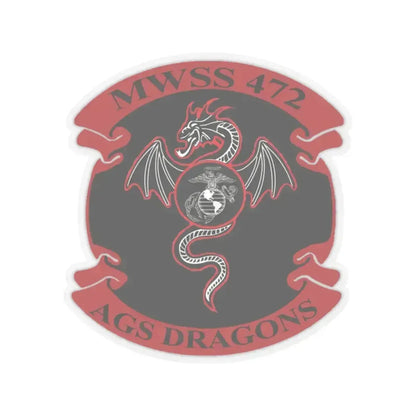 MWSS 472 AGS Dragons (USMC) STICKER Vinyl Kiss-Cut Decal 4 Inch Transparent - The Sticker Space
