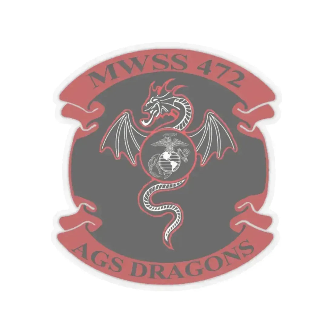 MWSS 472 AGS Dragons (USMC) STICKER Vinyl Kiss-Cut Decal 6 Inch Transparent - The Sticker Space