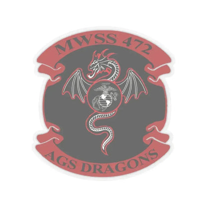 MWSS 472 AGS Dragons (USMC) STICKER Vinyl Kiss-Cut Decal 6 Inch Transparent - The Sticker Space