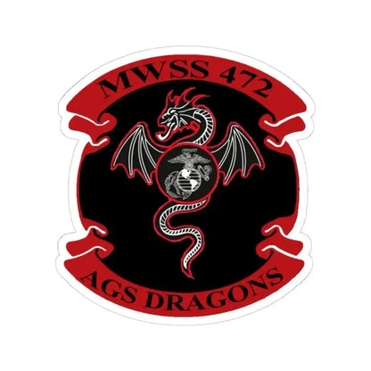 MWSS 472 AGS Dragons (USMC) STICKER Vinyl Kiss-Cut Decal 6 Inch White - The Sticker Space