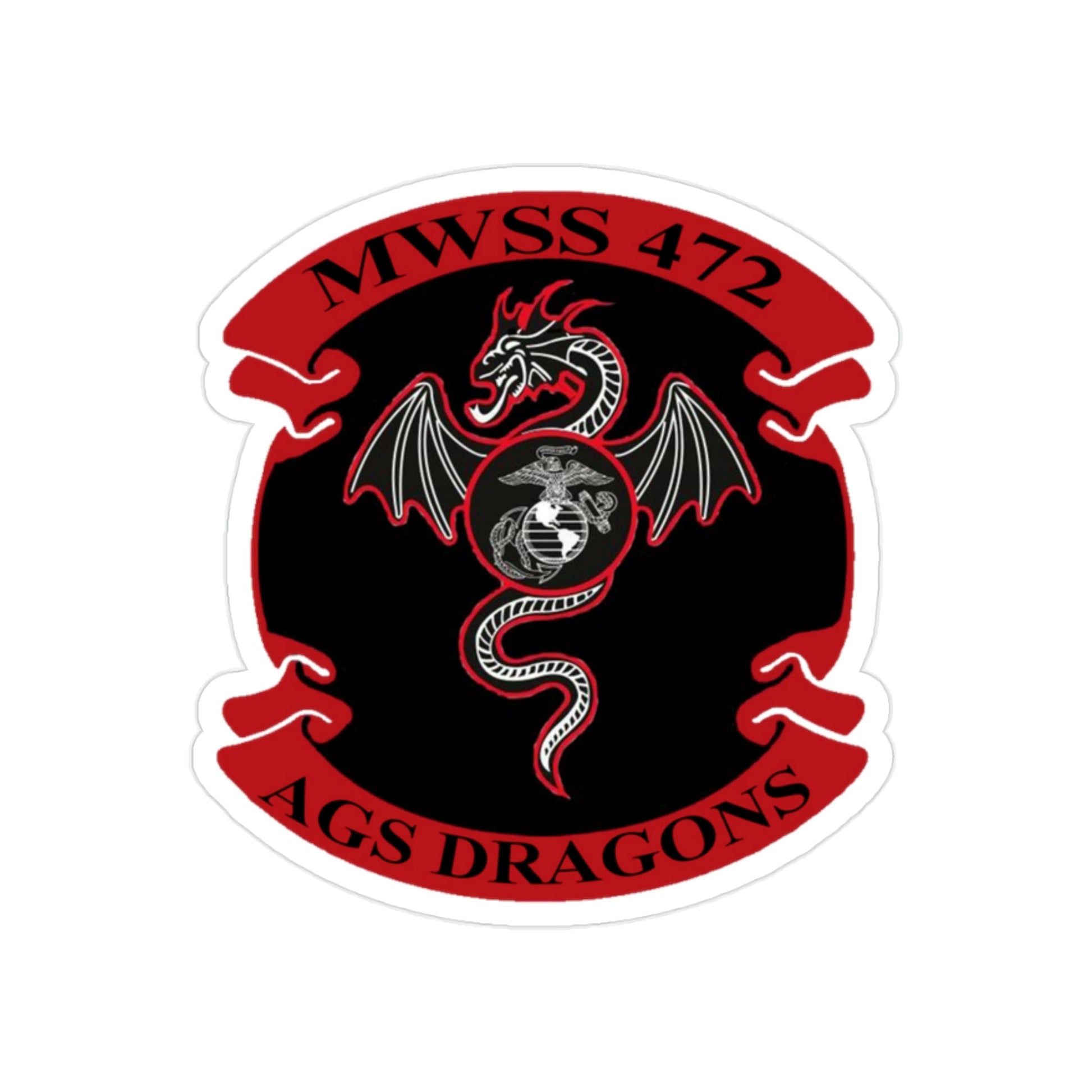 MWSS 472 AGS Dragons (USMC) Transparent STICKER Die-Cut Vinyl Decal-2 Inch-The Sticker Space