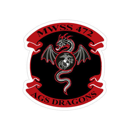 MWSS 472 AGS Dragons (USMC) Transparent STICKER Die-Cut Vinyl Decal-4 Inch-The Sticker Space