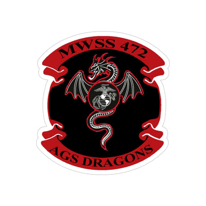 MWSS 472 AGS Dragons (USMC) Transparent STICKER Die-Cut Vinyl Decal-6 Inch-The Sticker Space