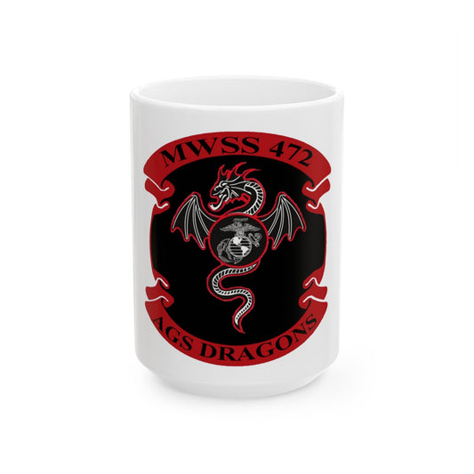 MWSS 472 AGS Dragons (USMC) White Coffee Mug-15oz-The Sticker Space