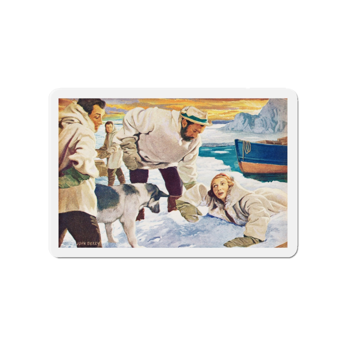 My Antarctic Honeymoon by Jennie Darlington, Woman's Own, 1957 (Magazine Illustration) Refrigerator Magnet-4" x 4"-The Sticker Space