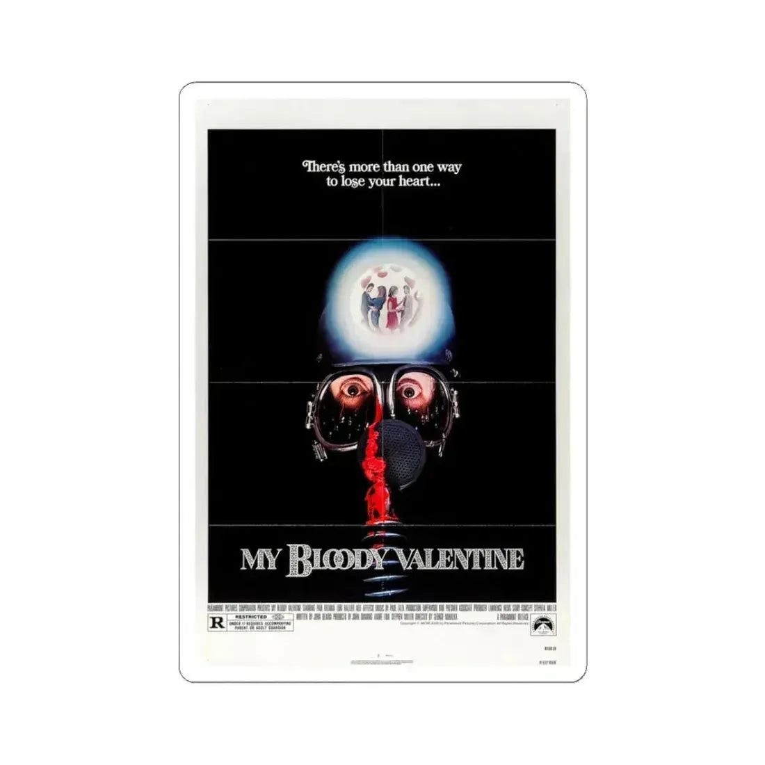 My Bloody Valentine 1981 Movie Poster - STICKER Vinyl Kiss-Cut Decal 3 Inch White - The Sticker Space