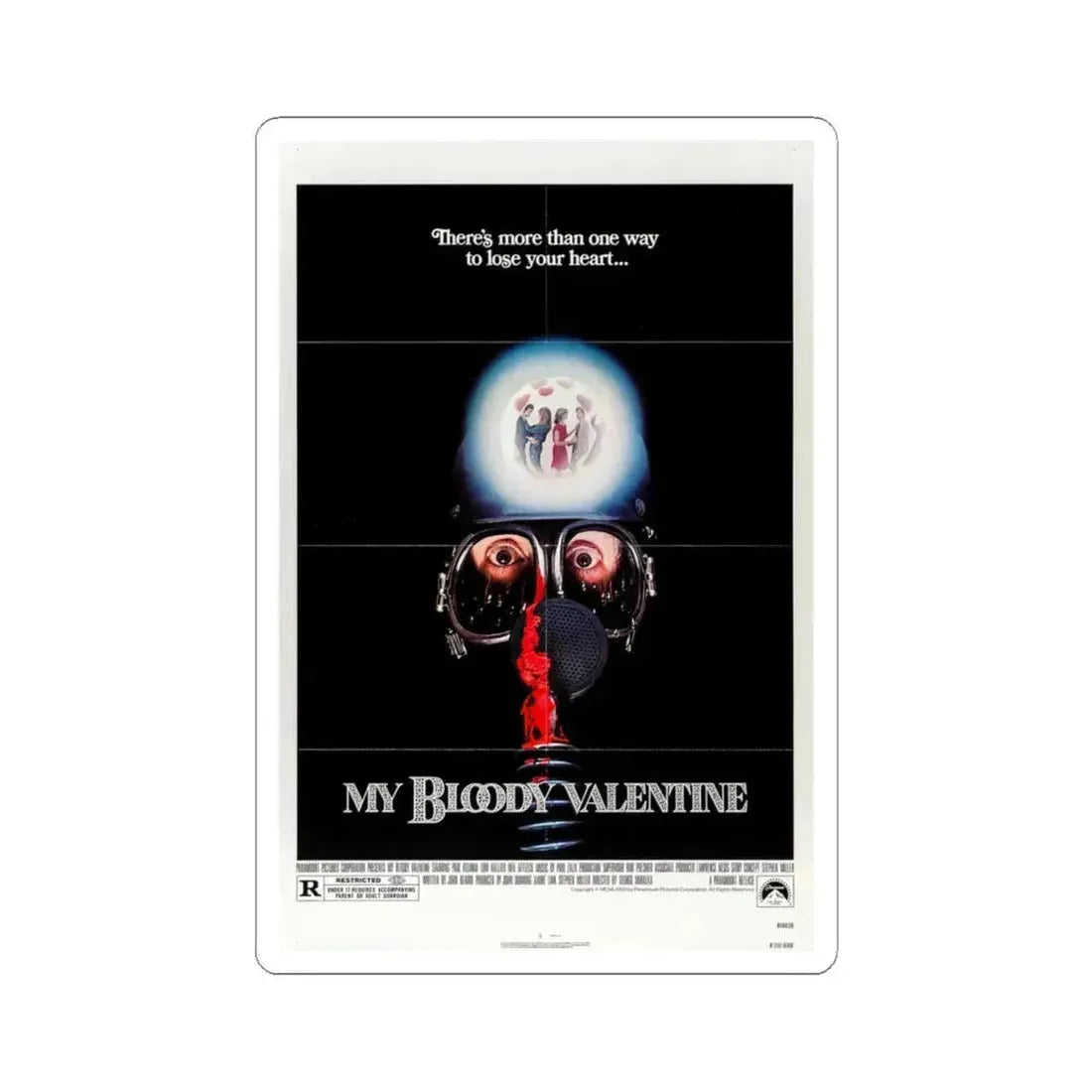 My Bloody Valentine 1981 Movie Poster - STICKER Vinyl Kiss-Cut Decal 6 Inch White - The Sticker Space