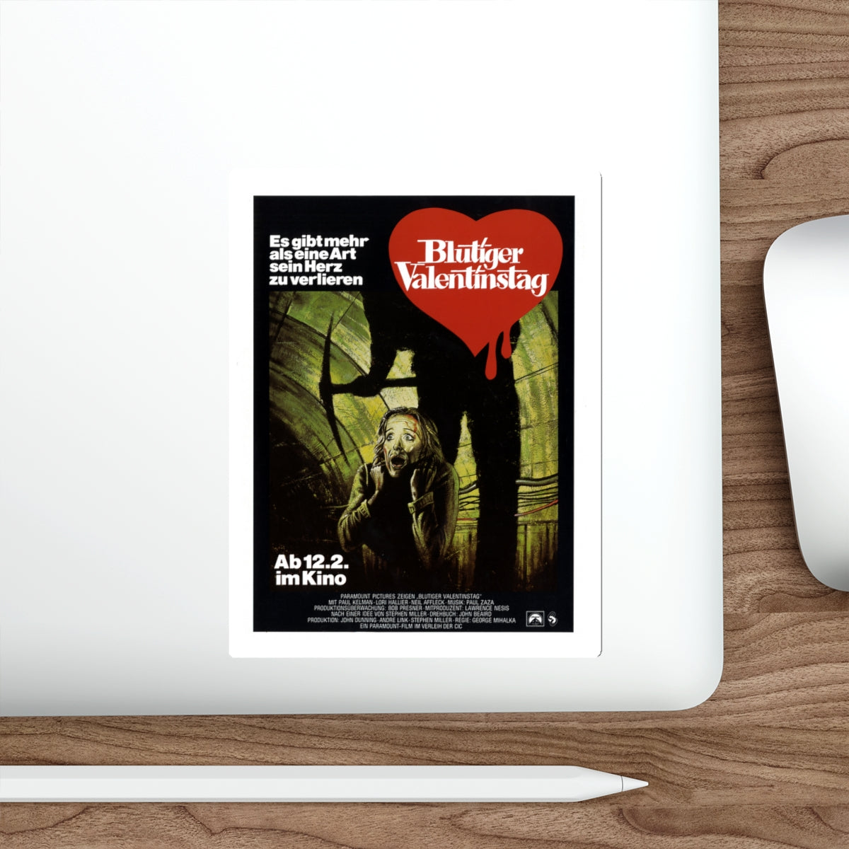 MY BLOODY VALENTINE (GERMAN) 1981 Movie Poster STICKER Vinyl Die-Cut Decal-The Sticker Space