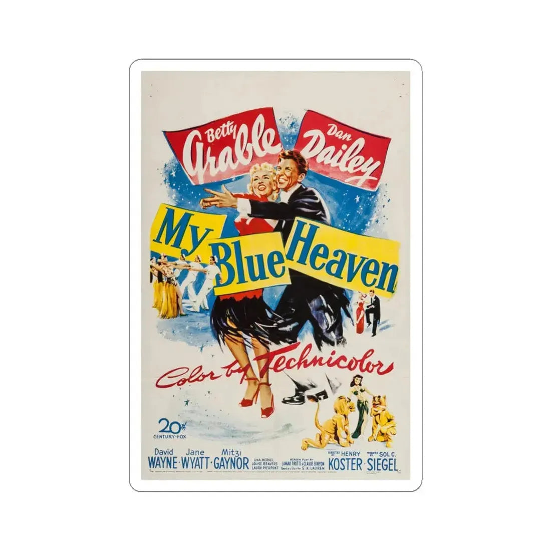 My Blue Heaven 1950 Movie Poster - STICKER Vinyl Kiss-Cut Decal 4 Inch White - The Sticker Space