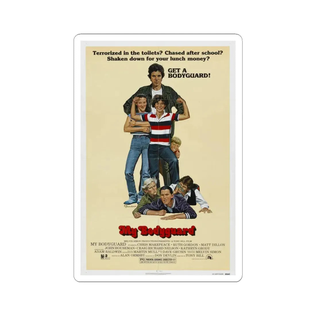 My Bodyguard 1980 Movie Poster - STICKER Vinyl Kiss-Cut Decal 4 Inch White - The Sticker Space