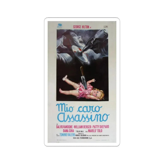 MY DEAR KILLER 1972 Movie Poster - STICKER Vinyl Kiss-Cut Decal 2 Inch White - The Sticker Space