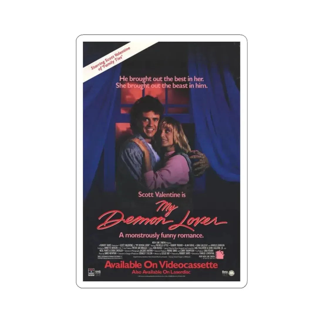 MY DEMON LOVER 1987 Movie Poster - STICKER Vinyl Kiss-Cut Decal 4 Inch White - The Sticker Space