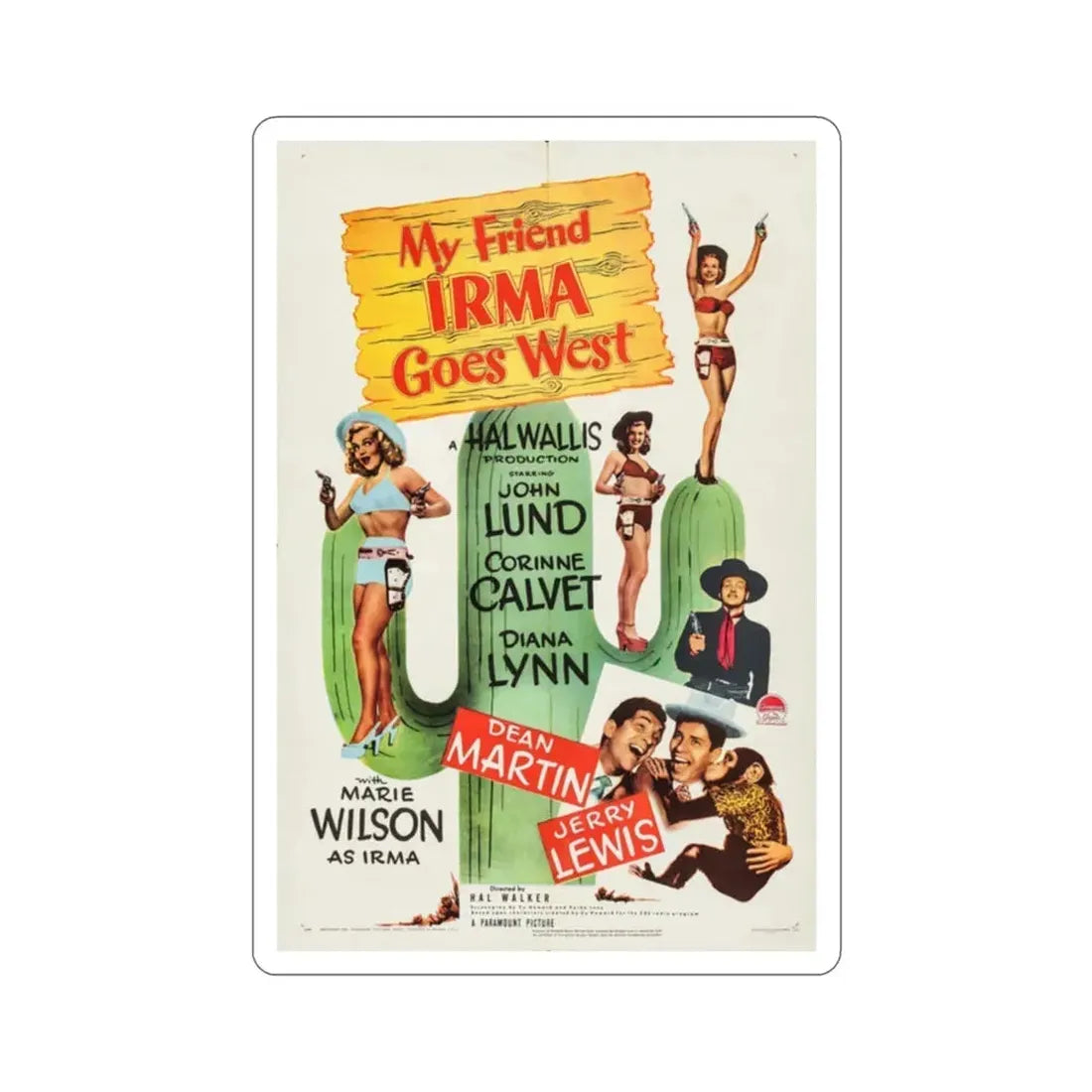 My Friend Irma Goes West 1950 Movie Poster STICKER Vinyl Die-Cut Decal 2 Inch - The Sticker Space
