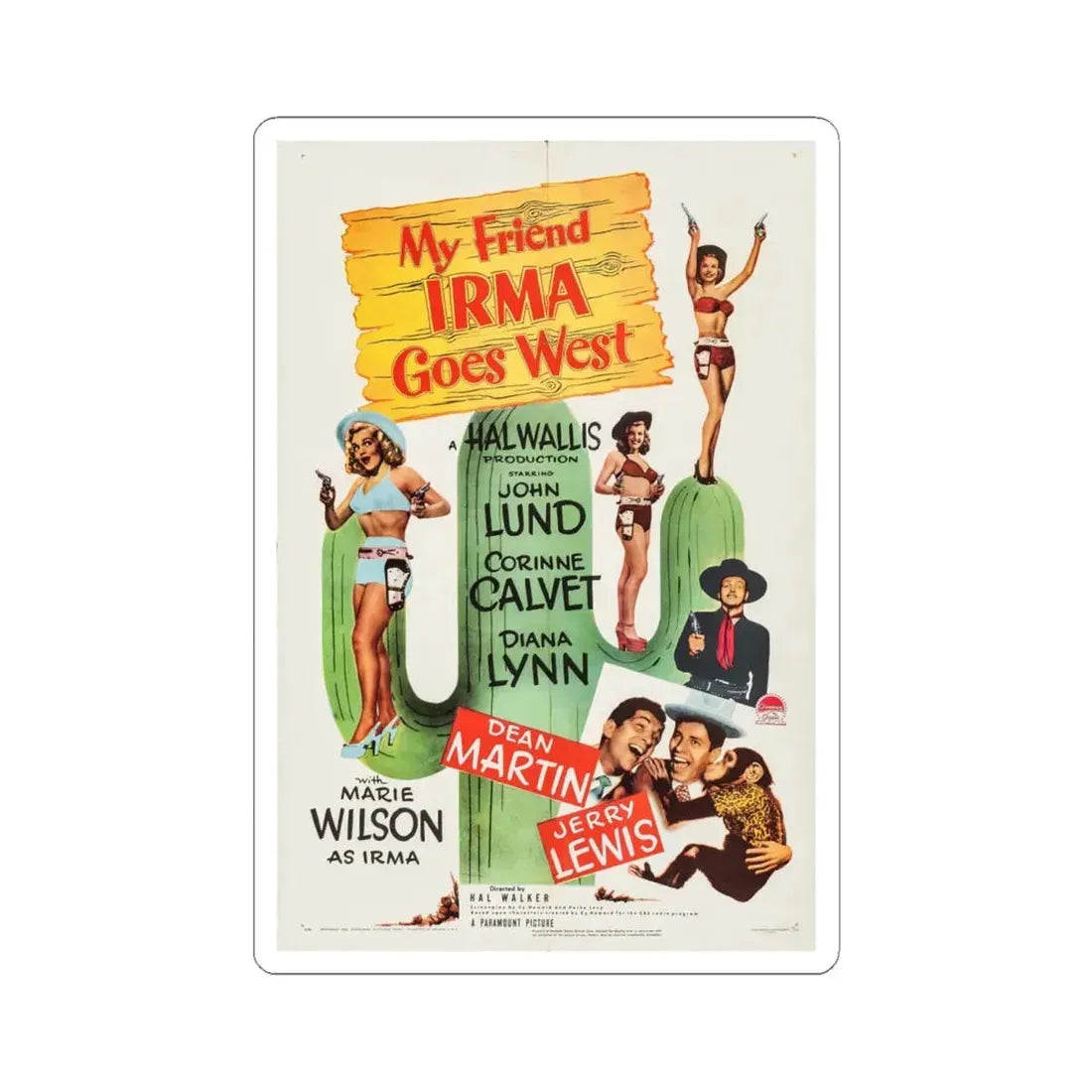 My Friend Irma Goes West 1950 Movie Poster - STICKER Vinyl Kiss-Cut Decal 6 Inch White - The Sticker Space