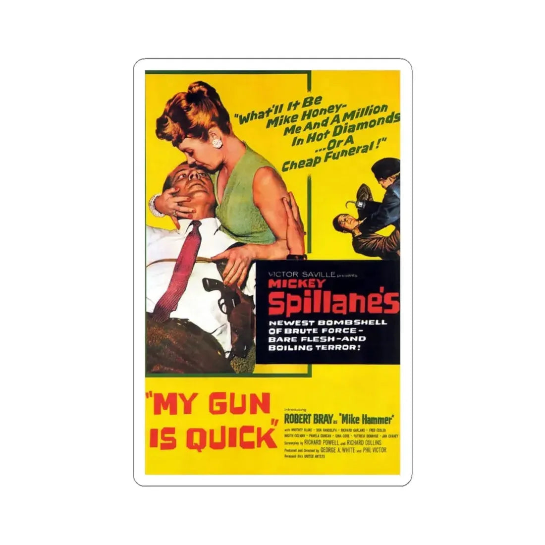 My Gun Is Quick 1957 Movie Poster - STICKER Vinyl Kiss-Cut Decal 4 Inch White - The Sticker Space