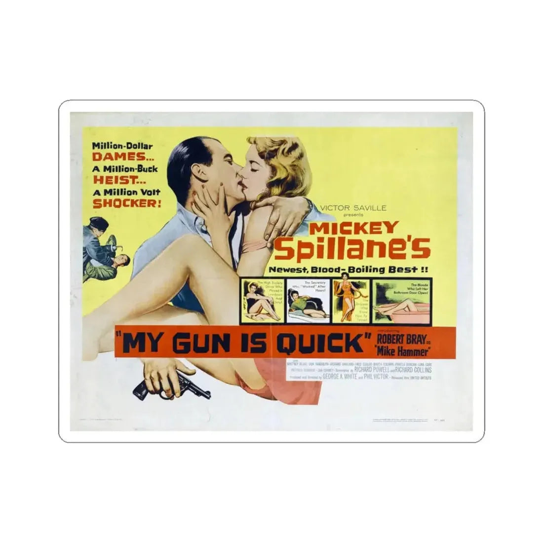 My Gun Is Quick 1957 v2 Movie Poster - STICKER Vinyl Kiss-Cut Decal 4 Inch White - The Sticker Space