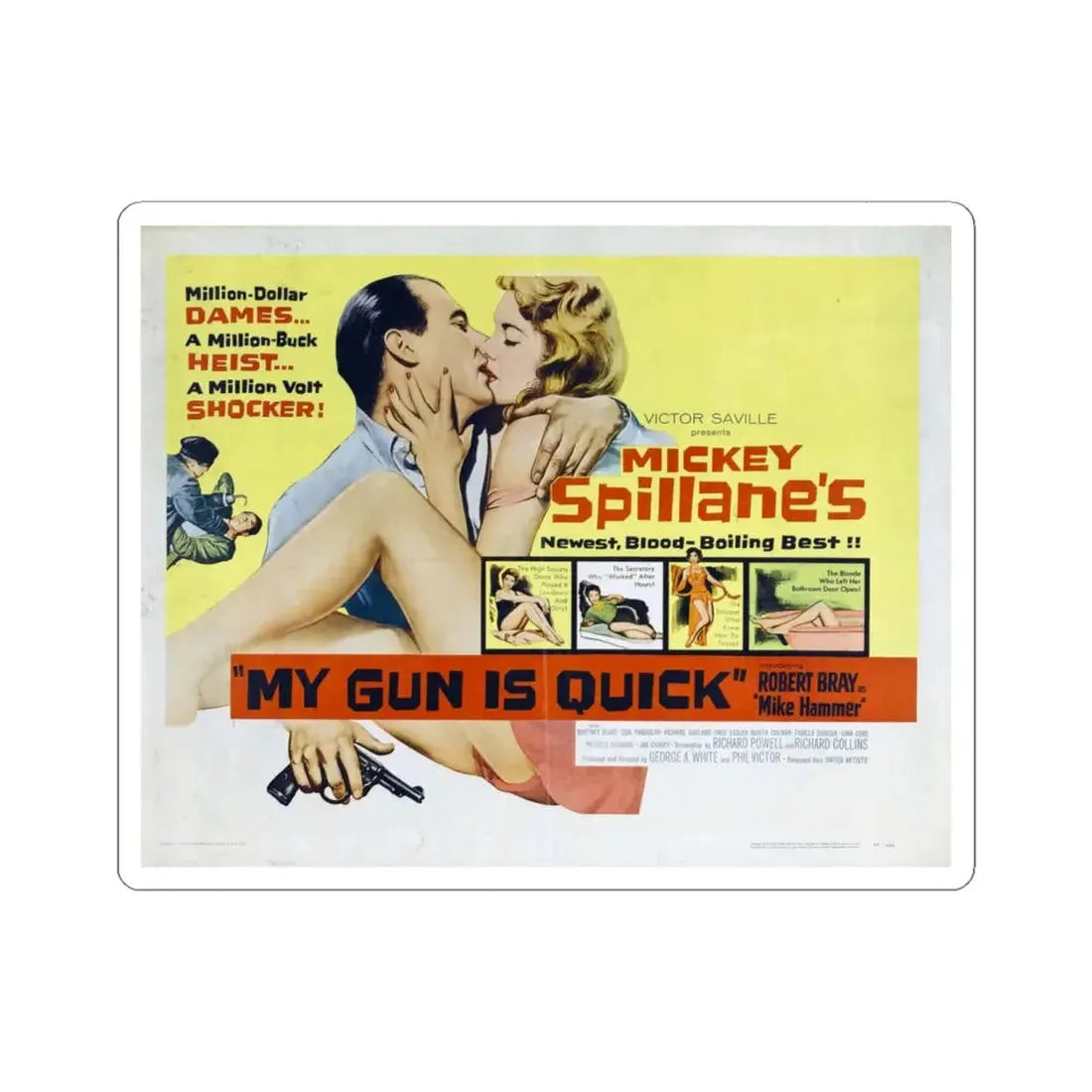 My Gun Is Quick 1957 v2 Movie Poster - STICKER Vinyl Kiss-Cut Decal 6 Inch White - The Sticker Space