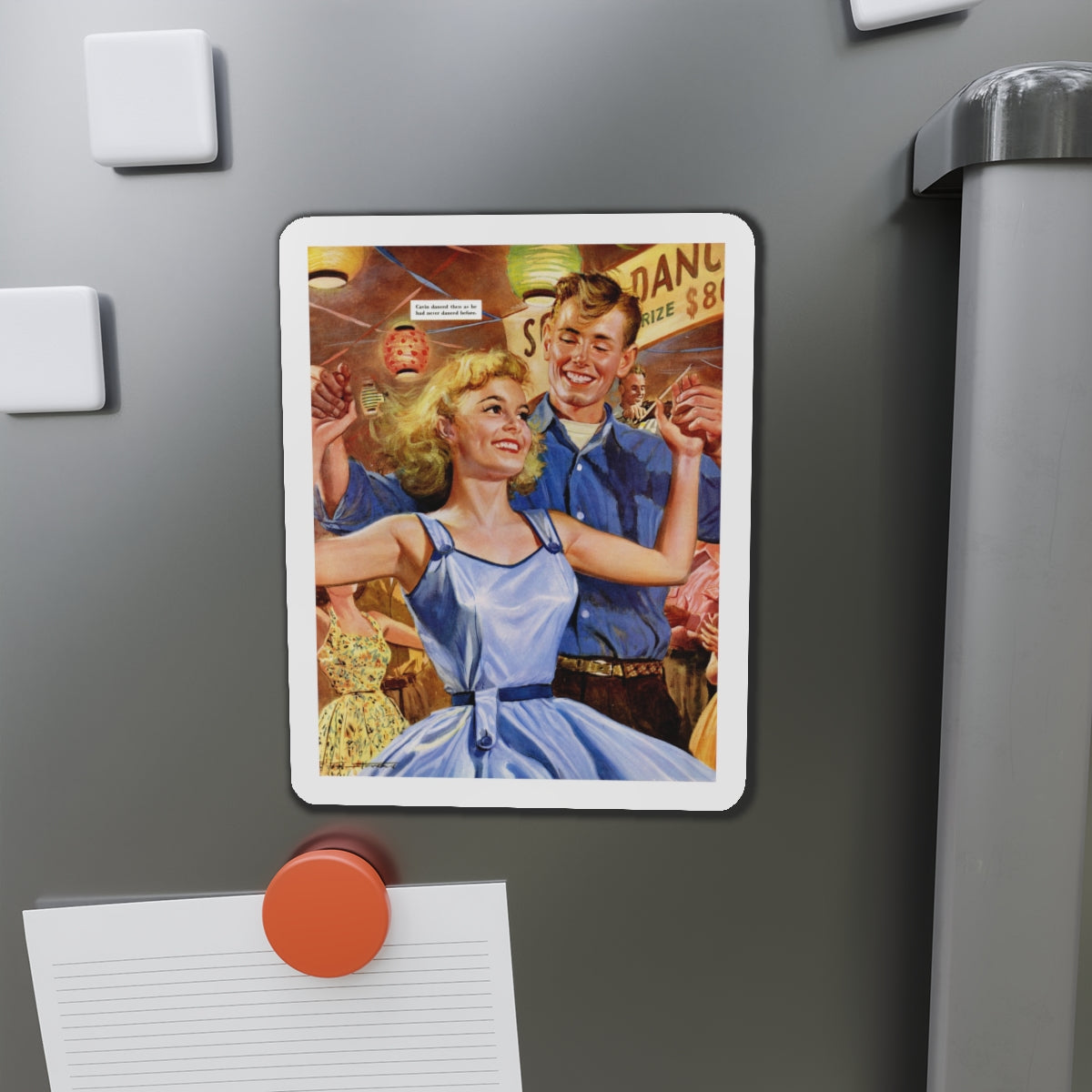 My, How She Could Doe-Si-Doe!, 1955 (Magazine Illustration) Refrigerator Magnet-The Sticker Space