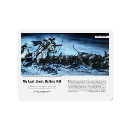 My Last Great Buffalo Kill, Cavalier magazine, November 1956 (Magazine Illustration) Refrigerator Magnet 2 Inch - The Sticker Space