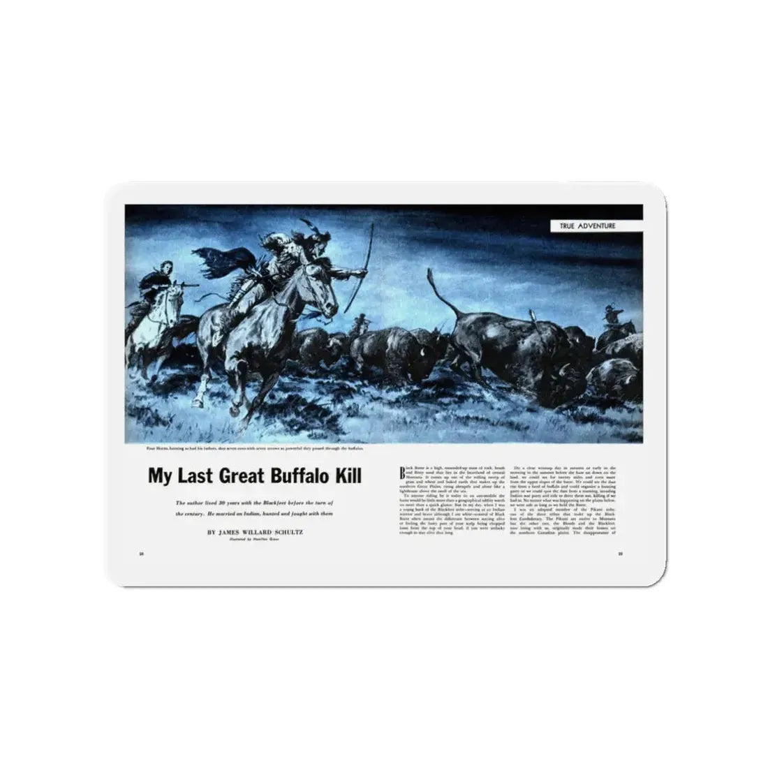 My Last Great Buffalo Kill, Cavalier magazine, November 1956 (Magazine Illustration) Refrigerator Magnet - The Sticker Space