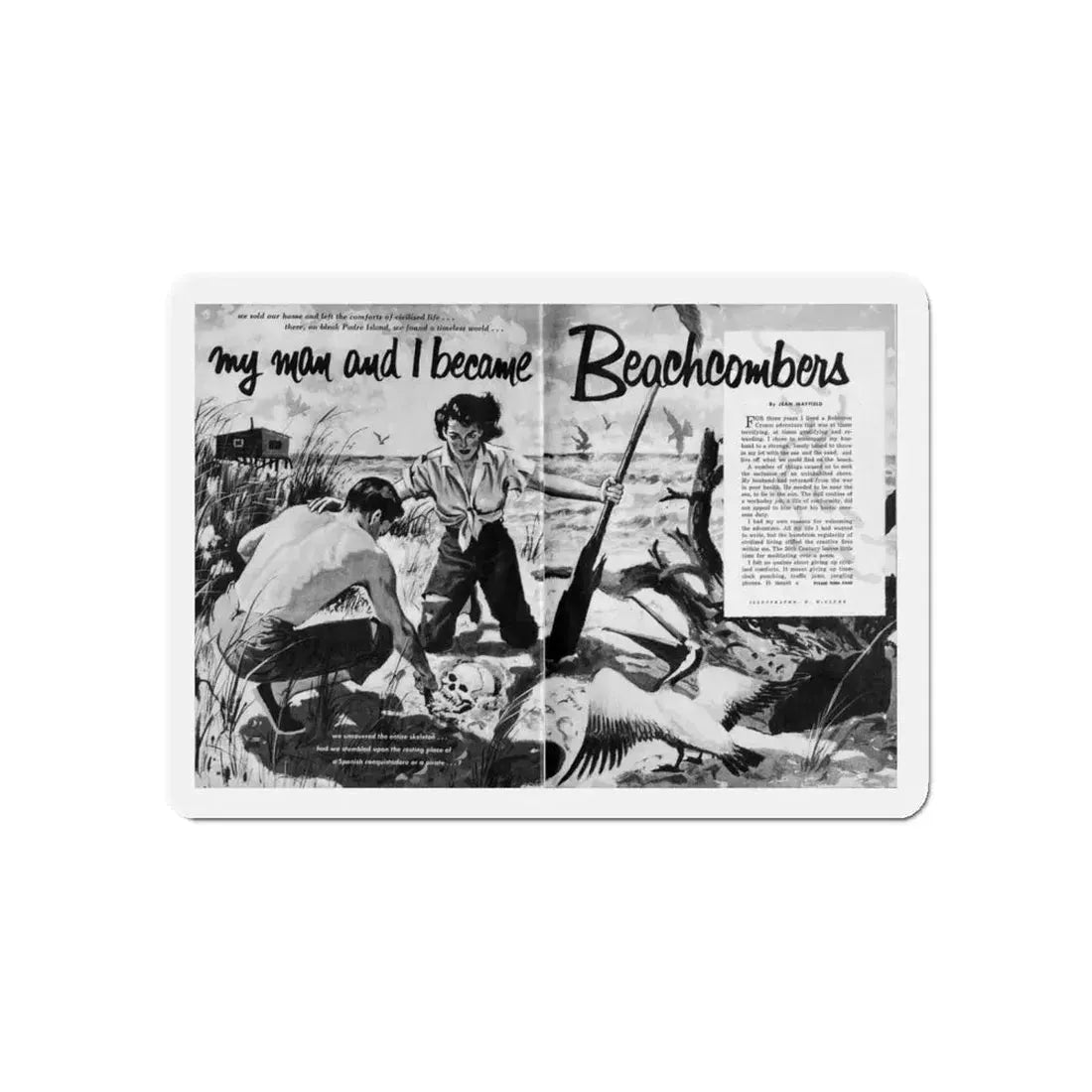 My Man and I became Beachcombers, True Woman's Adventures, May 1956 (Magazine Illustration) Refrigerator Magnet - The Sticker Space