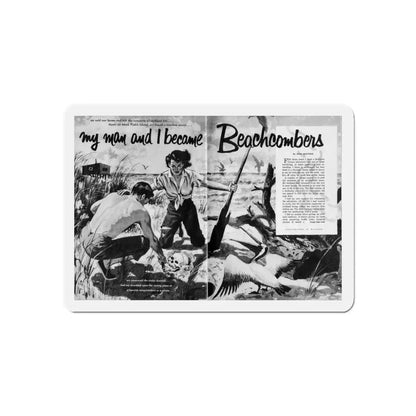 My Man and I became Beachcombers, True Woman's Adventures, May 1956 (Magazine Illustration) Refrigerator Magnet - The Sticker Space