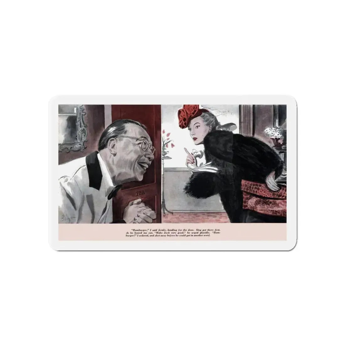 My Man, Sing (1), Redbook, March 1943 (Magazine Illustration) Refrigerator Magnet 4 Inch - The Sticker Space