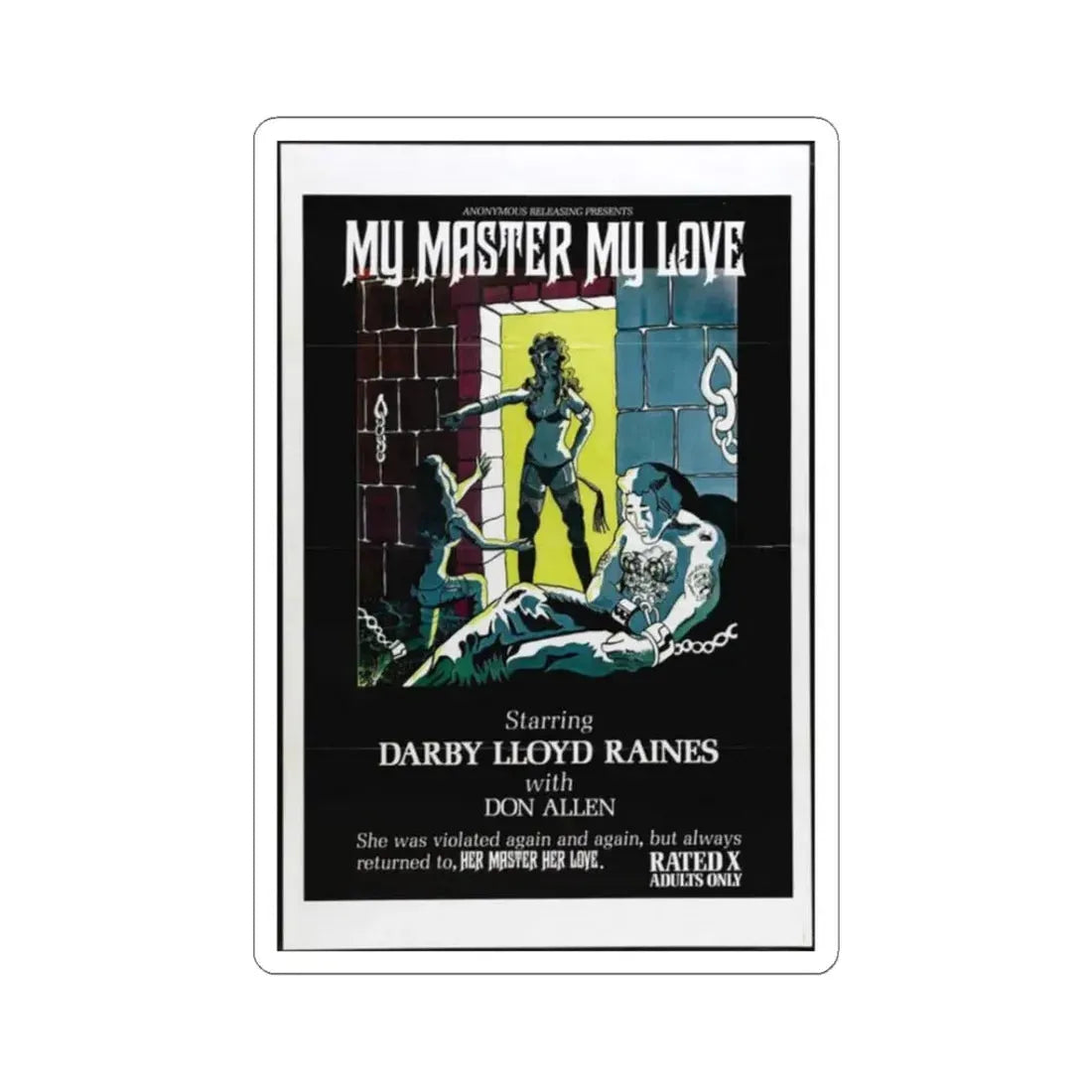 MY MASTER MY LOVE 1975 Movie Poster - STICKER Vinyl Kiss-Cut Decal 3 Inch White - The Sticker Space