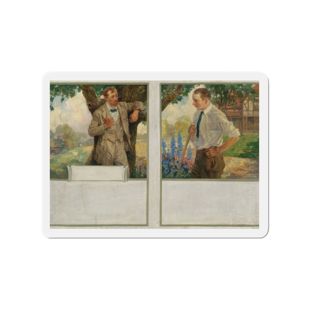 My Neighbor, 1923 (Magazine Illustration) Refrigerator Magnet-2" x 2"-The Sticker Space