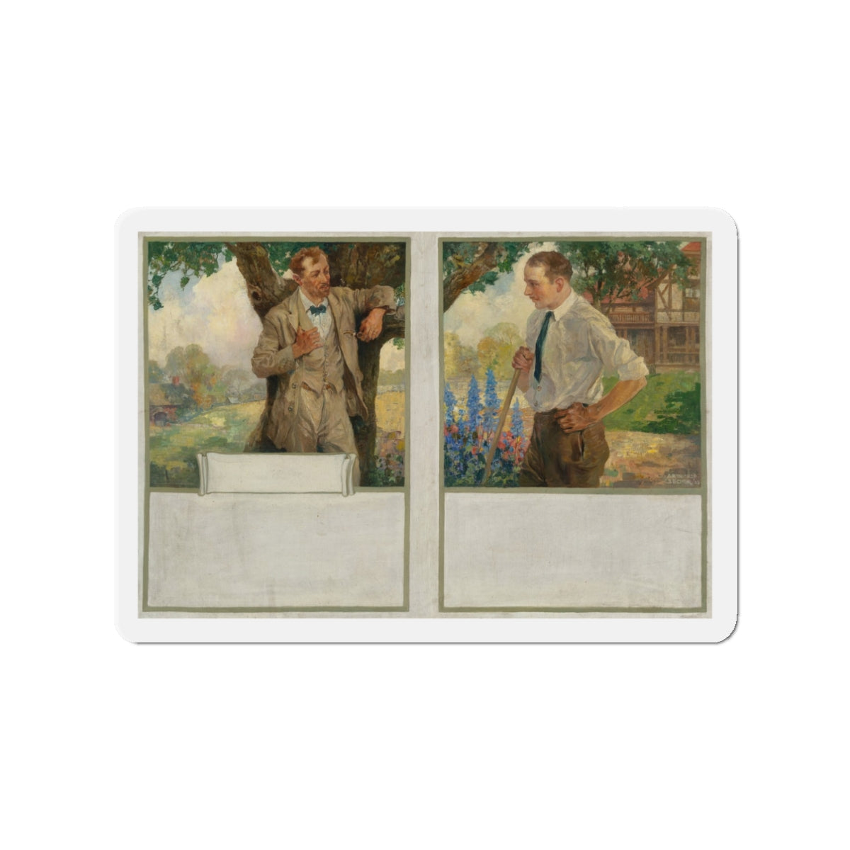 My Neighbor, 1923 (Magazine Illustration) Refrigerator Magnet-3" x 3"-The Sticker Space