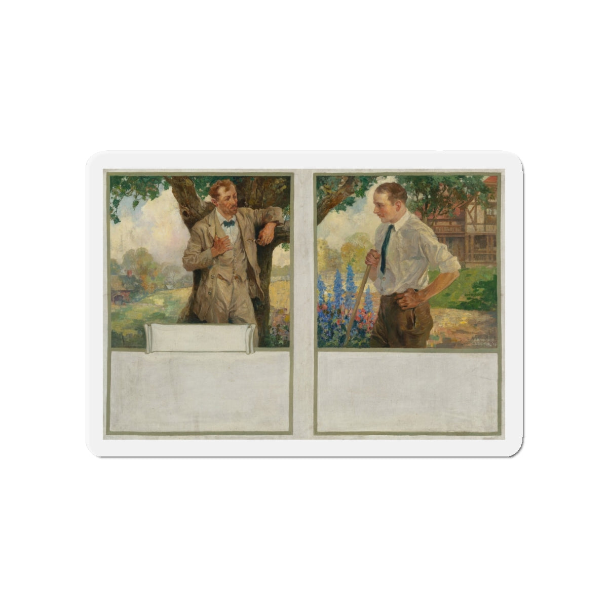 My Neighbor, 1923 (Magazine Illustration) Refrigerator Magnet-4" x 4"-The Sticker Space