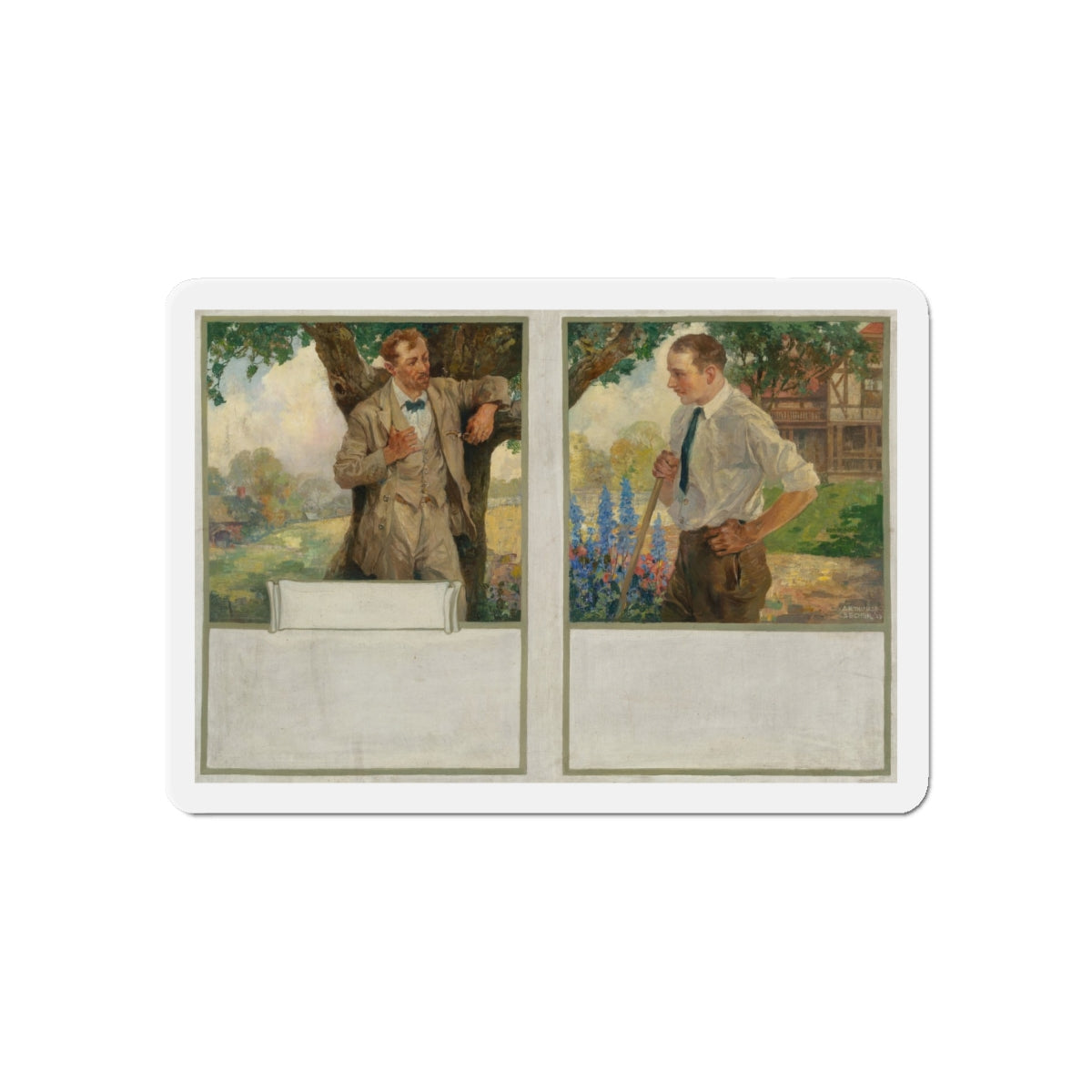 My Neighbor, 1923 (Magazine Illustration) Refrigerator Magnet-6 × 6"-The Sticker Space