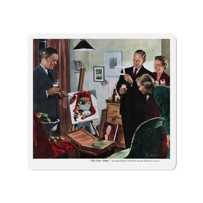 My New Hobby, Collier's, January 14, 1950 (Magazine Illustration) Refrigerator Magnet 3 Inch - The Sticker Space