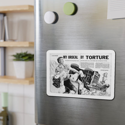 My Ordeal by Torture, Man's Daring Action, August 1959 (Magazine Illustration) Refrigerator Magnet-The Sticker Space